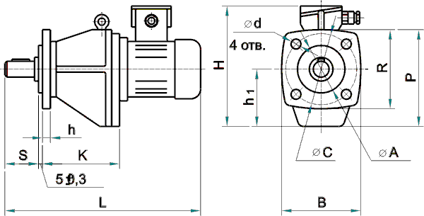 Мотор-редуктор 1МЦ2С-80: фанцевое исполнение