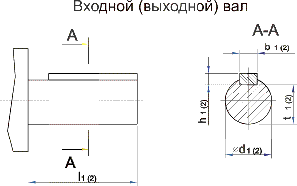 Редуктор Ц2Н-500: входной/выходной вал
